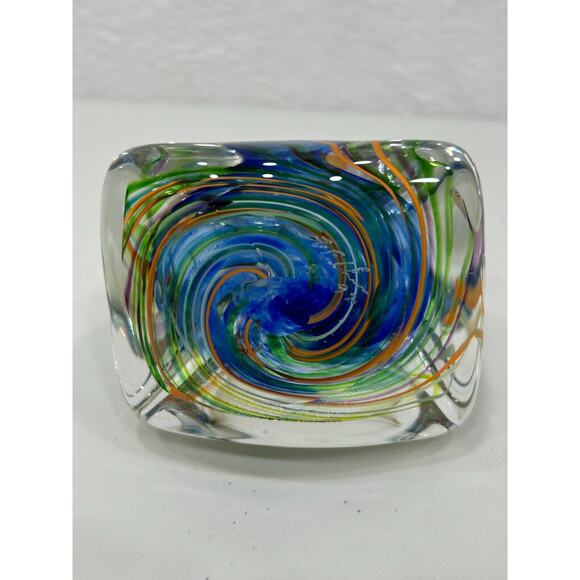 Art Glass Fred Wilkerson Multicolor Hand Blown Glass Birds Paperweight Signed - Picture 9 of 11